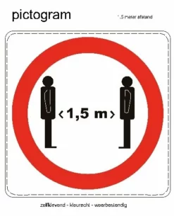 XL Corona Sticker 1,5 Meter Afstand