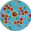 Rond Mexicaans Tafelzeil Floral Lichtblauw (120cm)