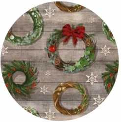 Rond Kersttafelzeil Kerstkrans Groen (140cm)