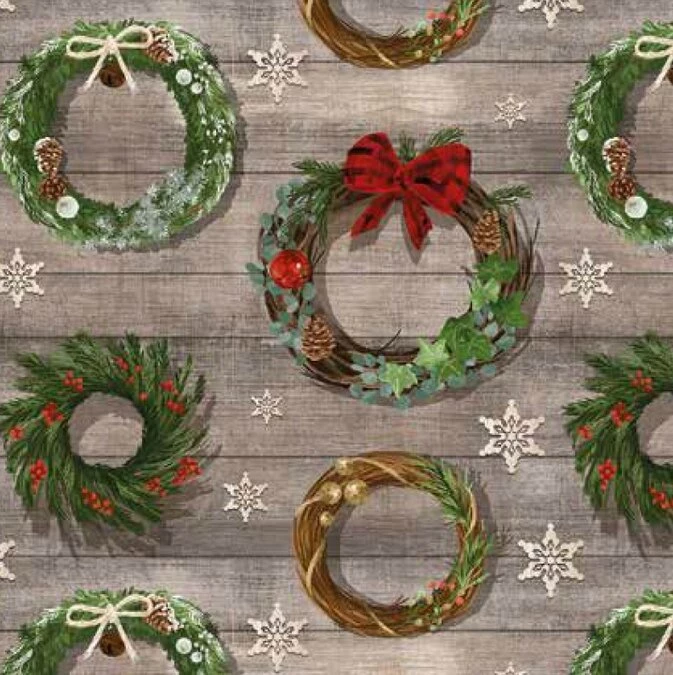 Ovaal Kersttafelzeil Kerstkrans Groen 1 Ovaal Kersttafelzeil Kerstkrans Groen