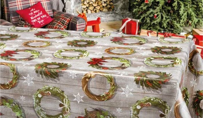 Ovaal Kersttafelzeil Kerstkrans Groen 2 Ovaal Kersttafelzeil Kerstkrans Groen - Afbeelding 2