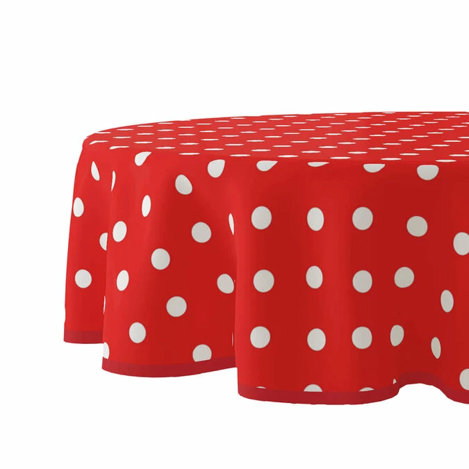 Groot Rond Tafelzeil Stippen Rood (160cm) 2 Groot Rond Tafelzeil Stippen Rood (160cm) - Afbeelding 2