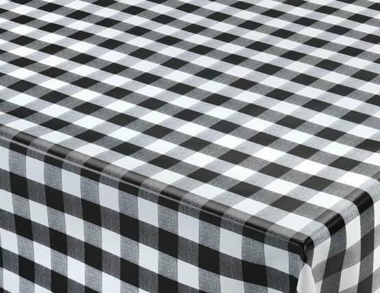 Rond Tafelzeil Grote Ruit Zwart (140cm) 2 Rond Tafelzeil Grote Ruit Zwart (140cm) - Afbeelding 2