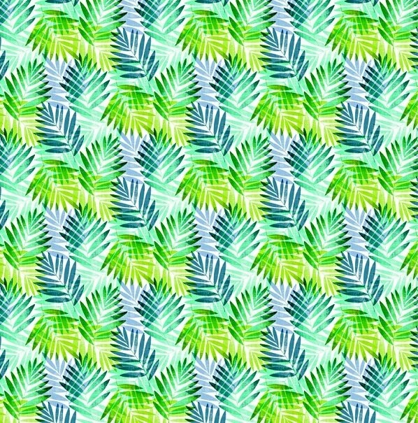 LOLA Rond Tafelzeil Palmbladeren Groen/blauw (140cm) 2 LOLA Rond Tafelzeil Palmbladeren Groen/blauw (140cm) - Afbeelding 2