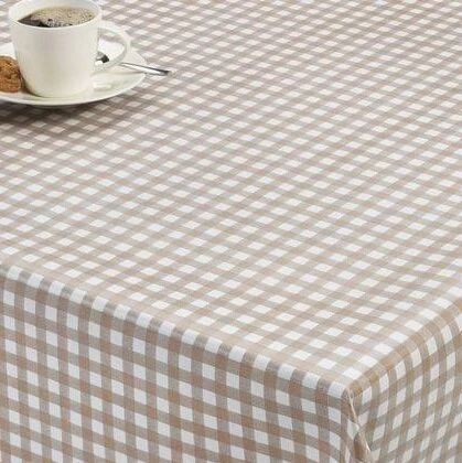 Rond Tafelzeil Ruitje Taupe Paty (140cm) 2 Rond Tafelzeil Ruitje Taupe Paty (140cm) - Afbeelding 2