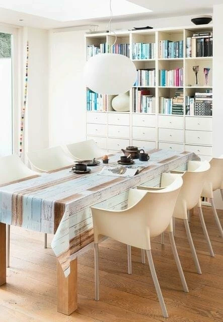 Rond Tafelzeil Steigerhout Blauw/bruin/grijs (140cm) 2 Rond Tafelzeil Steigerhout Blauw/bruin/grijs (140cm) - Afbeelding 2