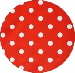 Rond Tafelzeil Rood Met Witte Stippen (140cm)