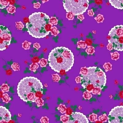 Ovaal Tafelzeil Funky Flowers Paars 1 Ovaal Tafelzeil Funky Flowers Paars