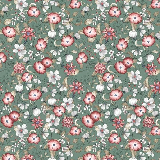 Ovaal Tafelzeil Poppies Groen 1 Ovaal Tafelzeil Poppies Groen