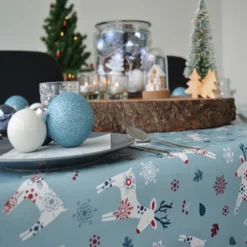 Ovaal Kerst Tafelzeil Eland Blauw -Hiptafelzeil Winkel 1957702761