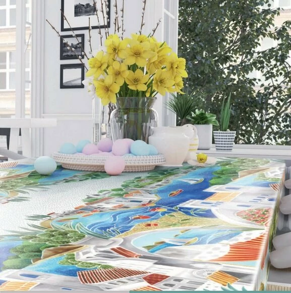 Ovaal Tafelzeil Grieks Dorp 2 Ovaal Tafelzeil Grieks Dorp - Afbeelding 2