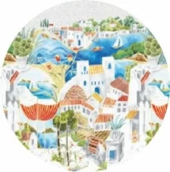 Rond Tafelzeil Grieks Dorp (140cm)