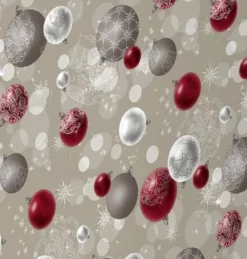 Ovaal Kersttafelzeil Kerstballen Zilver/rood