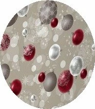 Rond Kersttafelzeil Kerstballen Zilver/rood (140cm)