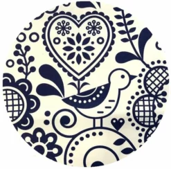 Rond Tafelzeil Structuur Donkerblauw Vogel (140cm)