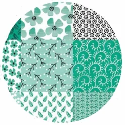 Rond Tafelzeil Patchwork Groen/blauw (circa 140cm)