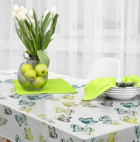 Rond Tafelzeil Groene Vlinders (140cm) 2 Rond Tafelzeil Groene Vlinders (140cm) - Afbeelding 2