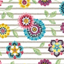 Ovaal Tafelzeil Bloemen En Grijze Lijnen