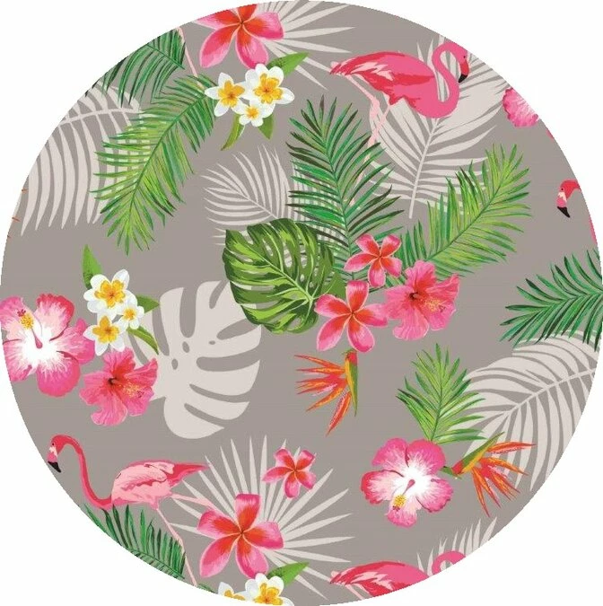 Rond Tafelzeil Flamingo Grijs (140cm) 1 Rond Tafelzeil Flamingo Grijs (140cm)