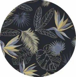 Rond Tafelzeil Paradijsvogelbloemen Zwart/goud (140cm)