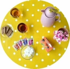 Rond Tafelzeil Stippen Geel (140cm)