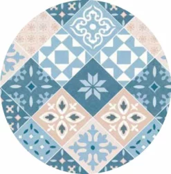 Rond Tafelzeil Tegeltjes Blauw Terra (140cm)