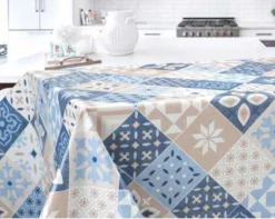 Ovaal Tafelzeil Tegeltjes Blauw Terra -Hiptafelzeil Winkel 1963883496