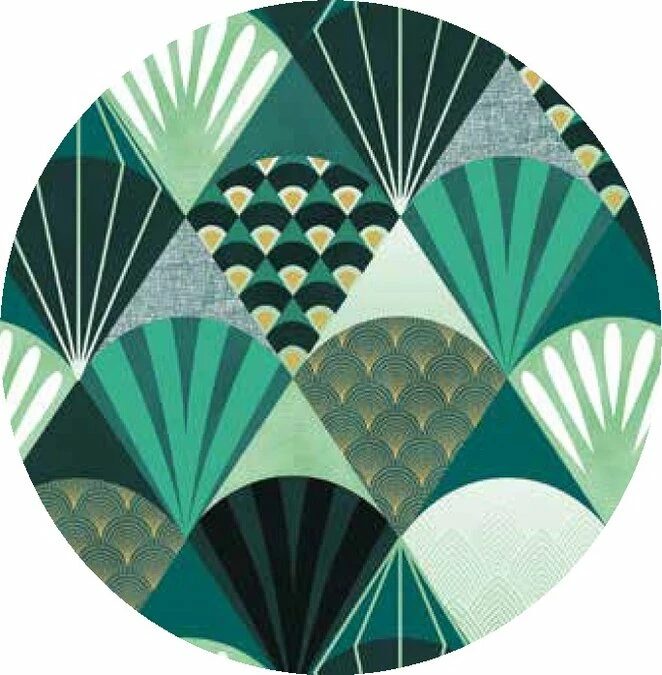 Rond Tafelzeil Groene Waaiers (140cm) 1 Rond Tafelzeil Groene Waaiers (140cm)