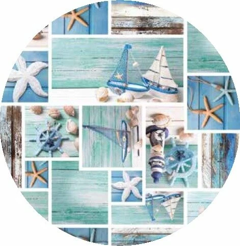 Rond Tafelzeil Maritiem Zeilboot & Ankers (140cm) 1 Rond Tafelzeil Maritiem Zeilboot & Ankers (140cm)