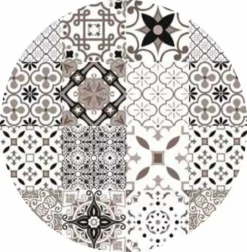 Rond Tafelzeil Tegeltjes Wit/grijs (140cm)