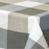 Wasbaar Tafelzeil Geblokt Wit/grijs/bruin