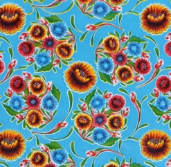Ovaal Mexicaans Tafelzeil Floral Lichtblauw