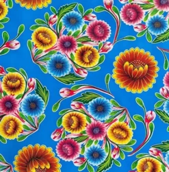 Ovaal Mexicaans Tafelzeil Floral Blauw