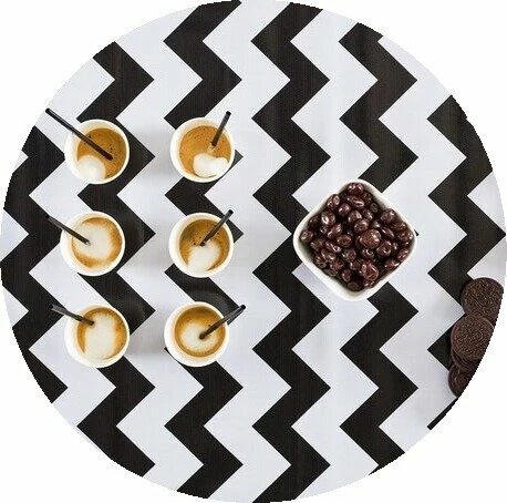 Rond Mexicaans Tafelzeil Zigzag Zwart/wit (120cm) 1 Rond Mexicaans Tafelzeil Zigzag Zwart/wit (120cm)
