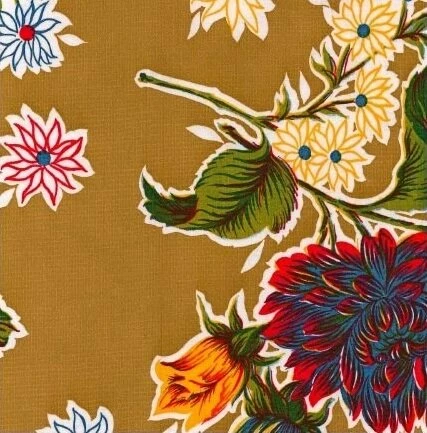 Ovaal Mexicaans Tafelzeil Chrysant Goudbruin 1 Ovaal Mexicaans Tafelzeil Chrysant Goudbruin