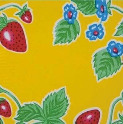 Ovaal Mexicaans Tafelzeil Aardbei Geel 1 Ovaal Mexicaans Tafelzeil Aardbei Geel